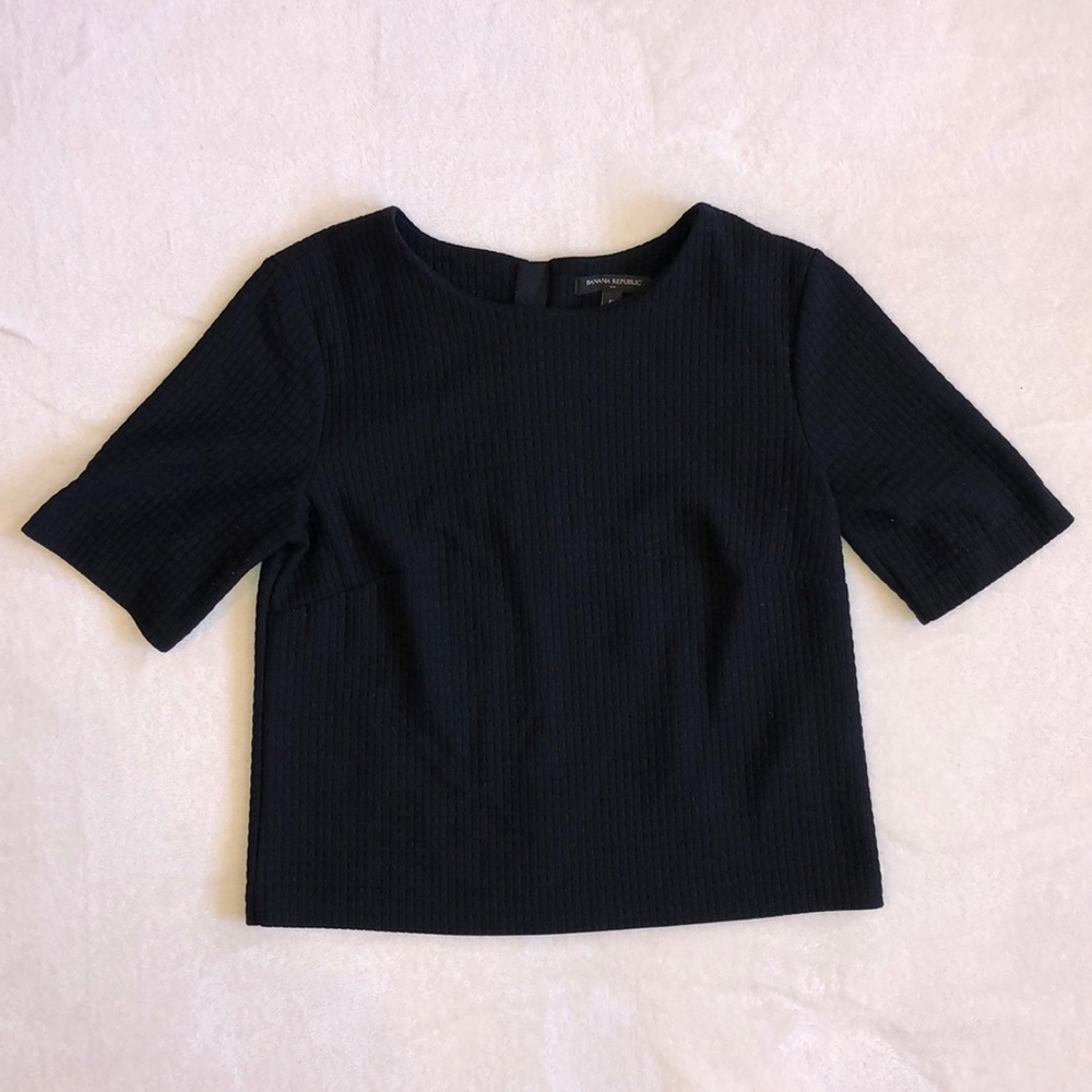 Banana Republic Black Knit Short Sleeve Blouse